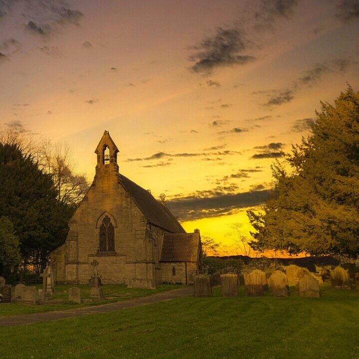 church, graveyard, nature, england, religion, dig, stone, christianity, tombstone, building, cross, dusk, sunset, believe, chapel, historical, uk, eve, mood, quiet, peace